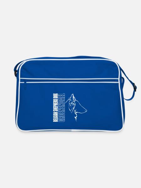 BELGIAN SHEPHERD DOG GROENENDAEL Profil Wilsigns - Retro Tasche - Blau/Weiß - Vorne