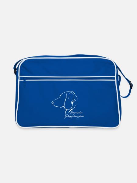 BAYERISCHER GEBIRGSSCHWEISSHUND Profil Hunde Hund - Retro Tasche - Blau/Weiß - Vorne