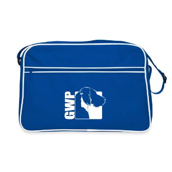 GWP German Wirehaired Pointer Profil Hund Wilsigns - Retro Tasche - Blau/Weiß - Vorne