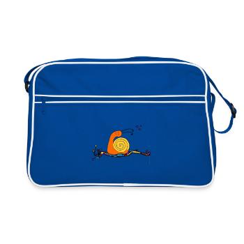 Schnecke...heut streck ich meine Fühler aus - Retro Tasche - Blau/Weiß - Vorne