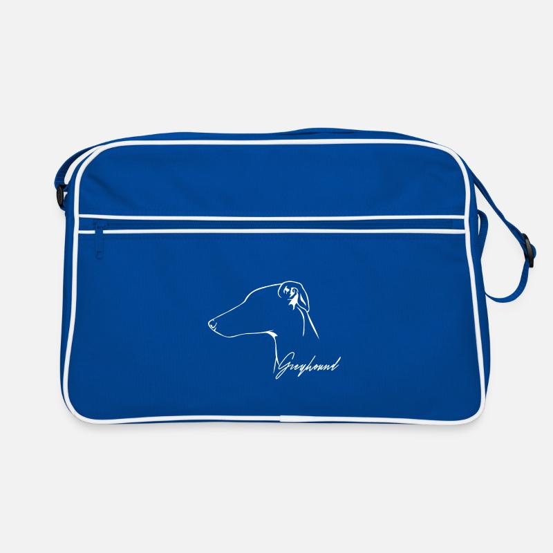 GREYHOUND Profil Hunde Hund Wilsigns - Retro Tasche - Blau/Weiß