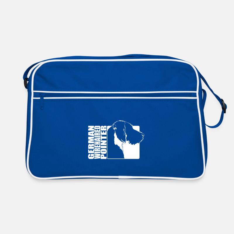 German Wirehaired Pointer Profil Jagdhund Wilsigns - Retro Tasche - Blau/Weiß