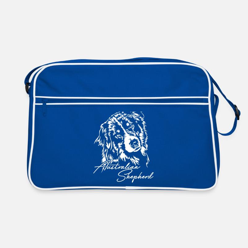 AUSTRALIAN SHEPHERD Hund Hunde Wilsigns Geschenk - Retro Tasche - Blau/Weiß