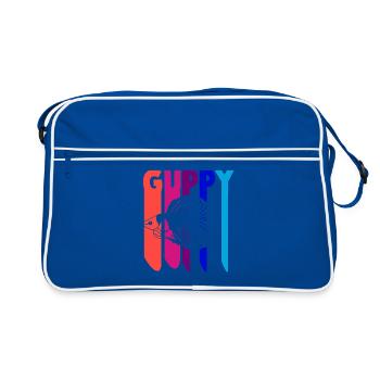 GUPPY FISCH AQUARIUM HOBBY ZUCHT - Retro Tasche - Blau/Weiß - Vorne
