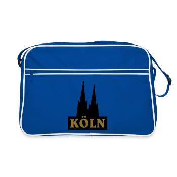 Köln Logo mit dem Kölner Dom - Retro Tasche - Blau/Weiß - Vorne
