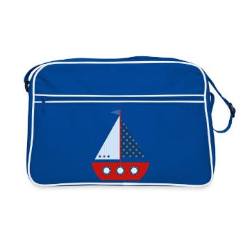 Segelboot - Retro Tasche - Blau/Weiß - Vorne