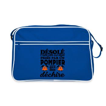 fille prise par un pompier qui déchire - Sac Retro - bleu/blanc - Devant