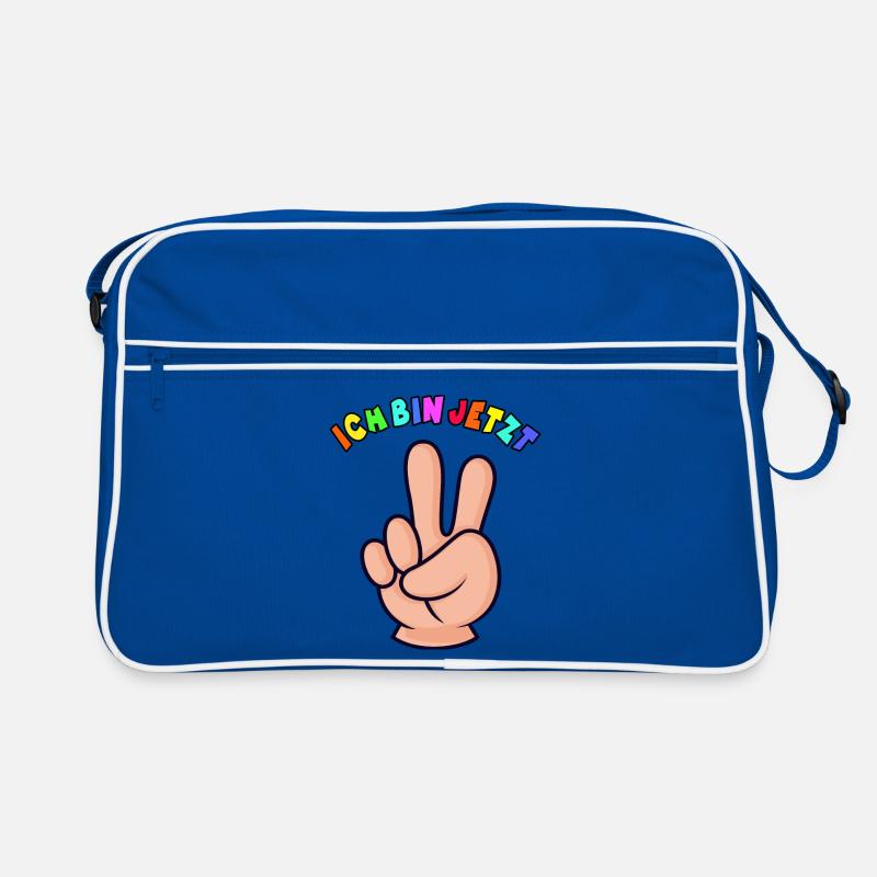 2.Geburtstag Kleinkind Geschenk 2 Finger - Retro Tasche - Blau/Weiß