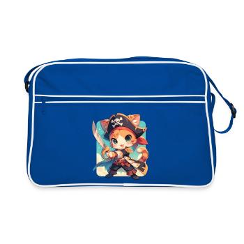 Chat Pirate de Kawaii Chibi - Aventure Ahoy - Sac Retro - bleu/blanc - Devant