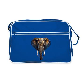 Elephant d'Afrique avec tatouage de style indien - Sac Retro - bleu/blanc - Devant