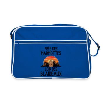 Marmotte au coucher de soleil - Sac Retro - bleu/blanc - Devant