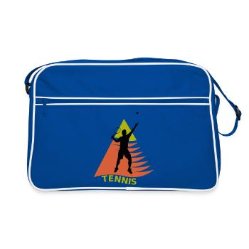 Joueur de Tennis sur Triangle Vert Orange - Sac Retro - bleu/blanc - Devant