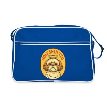 Insigne du Halo du Saint Shih Tzu - Sac Retro - bleu/blanc - Devant