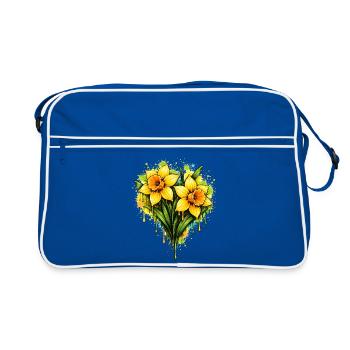 Daffodils in graffiti style - Retro Bag - blue/white - Front