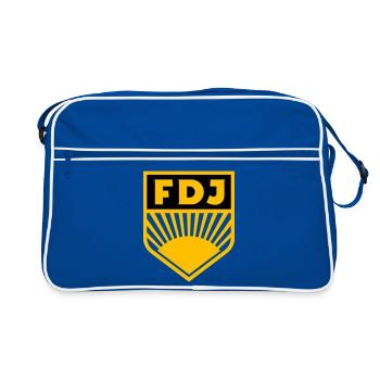 FDJ - Freie Deutsche Jugend Logo (dreifarbig) - Retro Tasche - Blau/Weiß - Vorne