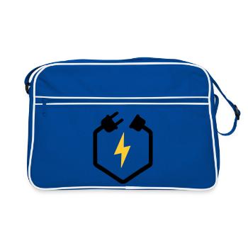 Electrician Plug Power Lightning Logo - Retro Bag - blue/white - Front