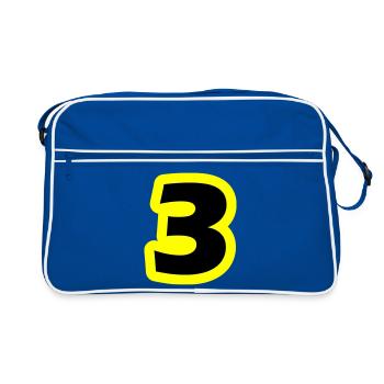 3 Zahl symbol - Retro Tasche - Blau/Weiß - Vorne