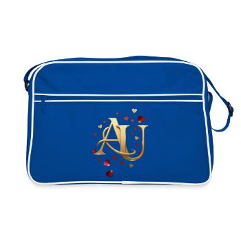 Golden AU Monogram with Hearts - Retro Bag - blue/white - Front