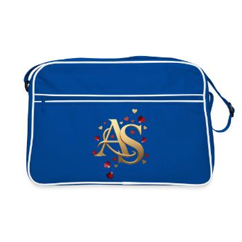 Monogramme doré AS avec des roses - Sac Retro - bleu/blanc - Devant