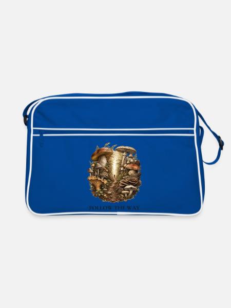 Folge dem Weg, Mushroom Forest T-Shirt - Retro Tasche - Blau/Weiß