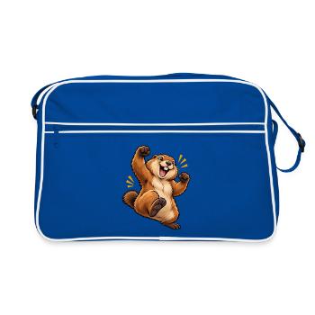 Cartoon springendes Eichhörnchen - Retro Tasche - Blau/Weiß - Vorne