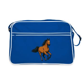 Étalon ambré au galop - Sac Retro - bleu/blanc - Devant