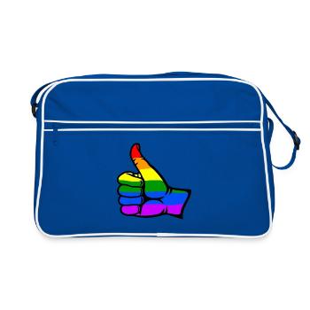 rainbow color flag hand all clear icon - Retro Bag - blue/white - Front
