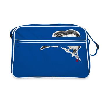 Sketchy Bird # 01 - Retro Bag - blue/white - Front
