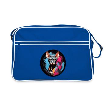 Sphynx cat portrait in watercolor technique - Retro Bag - blue/white - Front