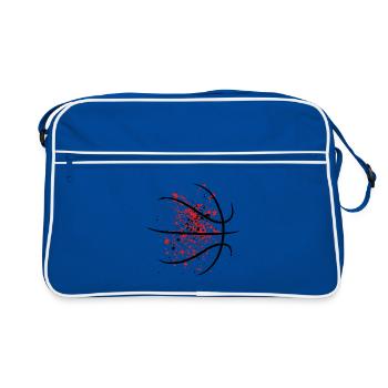 Ballon de basketball rouge sur noir - Sac Retro - bleu/blanc - Devant