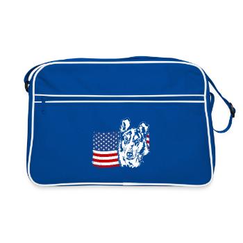 Collie à poil court America Flag Dogs Wilsigns - Sac Retro - bleu/blanc - Devant