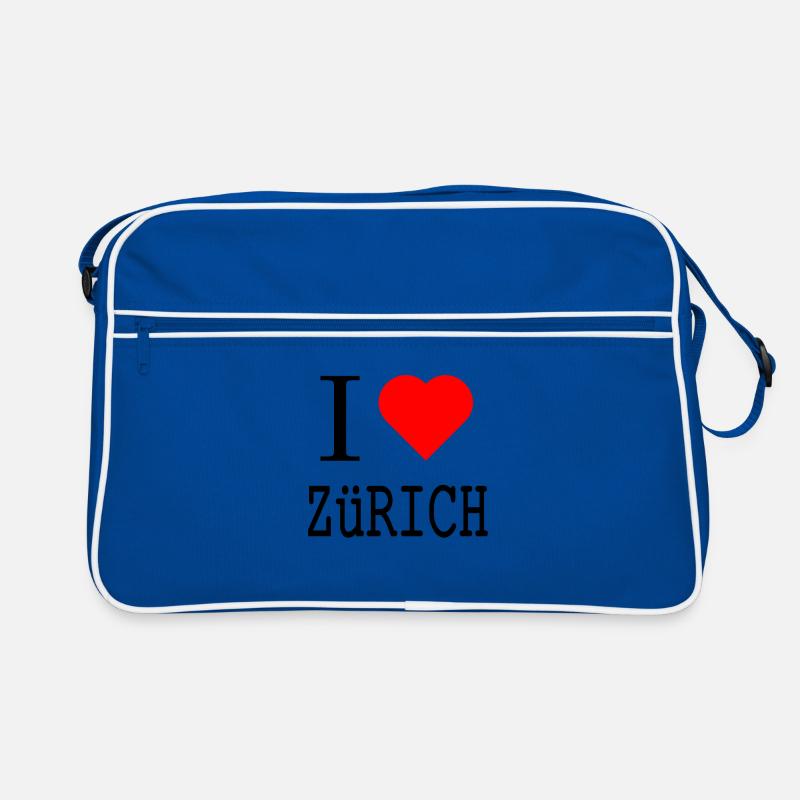 I Love Zürich – Städte Statement mit Herz - Retro Tasche - Blau/Weiß