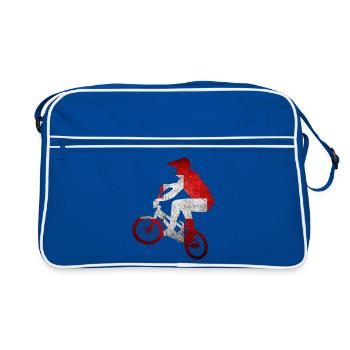 Silhouette de cycliste VTT vieilli - Sac Retro - bleu/blanc - Devant