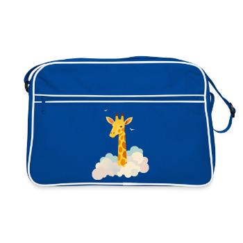 Douce girafe au-dessus des nuages – Motif onirique - Sac Retro - bleu/blanc - Devant