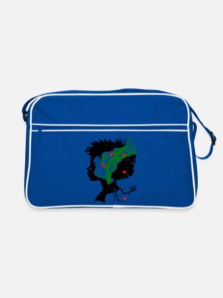 Abstract tree with flowers - Retro Bag - blue/white - Front