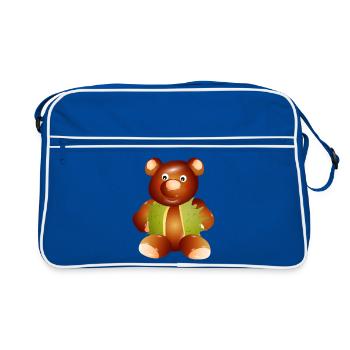Zauberhafter Kastanien-Teddybär–Kindheit & Basteln - Retro Tasche - Blau/Weiß - Vorne