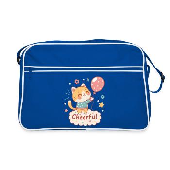 Festive Balloon Cat - Retro Bag - blue/white - Front