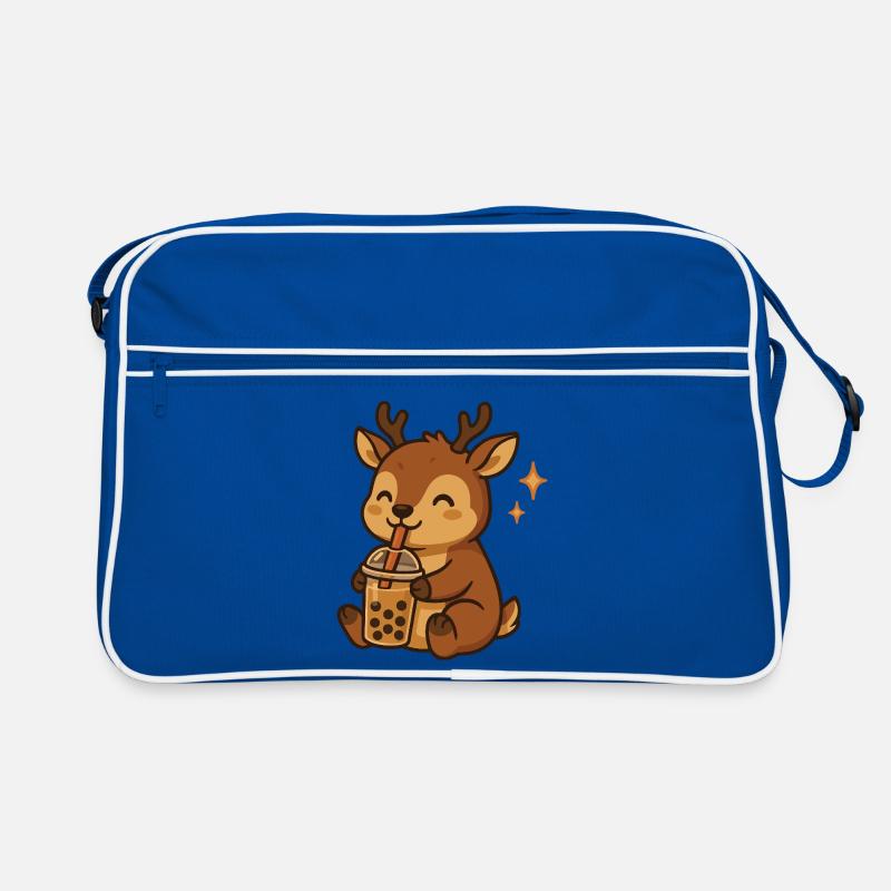 Cerf avec cerf kawaii bubble tea Sac Retro
