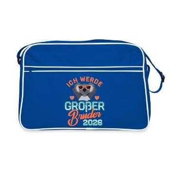 Ich werde Großer Bruder 2026 -Schwangerschaft Baby - Retro Tasche - Blau/Weiß - Vorne
