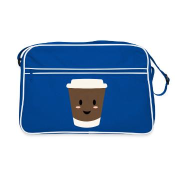 Sourire en tasse de café Kawaii - Sac Retro - bleu/blanc - Devant