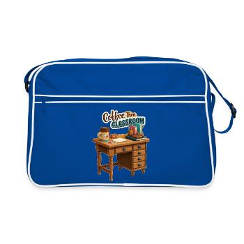 Coffee Then Classroom Teacher Desk - Retro Bag - blue/white - Front