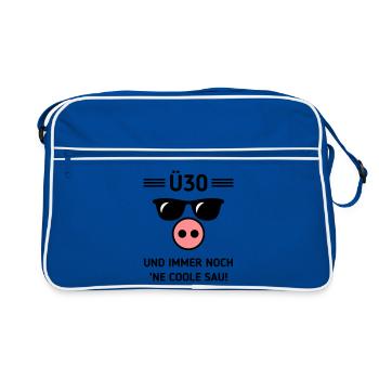 Ü30 Und Immer Noch ’Ne Coole Sau! Cool Geburtstag - Retro Tasche - Blau/Weiß - Vorne