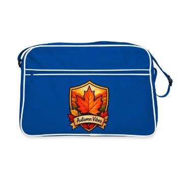 Herbstlaub Shield Vibes - Retro Tasche - Blau/Weiß - Vorne