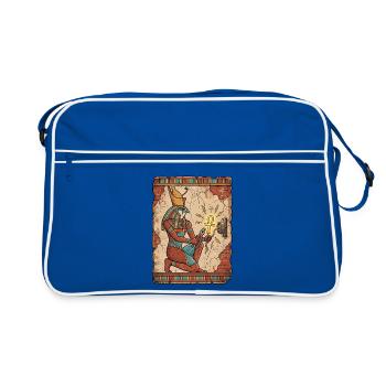 Elektriker verkabelt das Anch Symbol - Retro Tasche - Blau/Weiß - Vorne