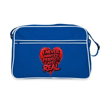 Ich wollte nie Perfektion, einfach Realität - Retro Tasche - Blau/Weiß - Vorne