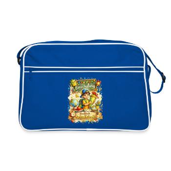 Endlich Schulkind – Einschulung Motiv - Retro Tasche - Blau/Weiß - Vorne