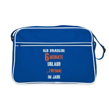 J'AI BESOIN DE 6 MOIS DE VACANCES .... DEUX FOIS PAR AN - Sac Retro - bleu/blanc - Devant