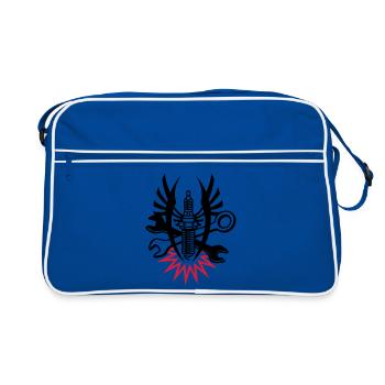 A spark plug with two wrenches - Retro Bag - blue/white - Front
