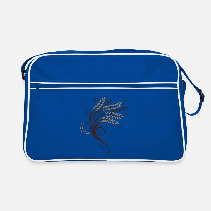Getreide Ähren Korn Bäcker Bäckerei - Retro Tasche - Blau/Weiß