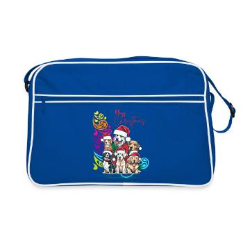 Festive Dog Squad Christmas Design - Retro Bag - blue/white - Front